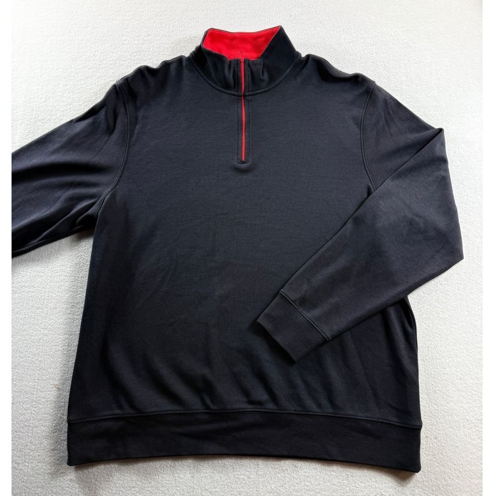 Vineyard Vines Quarter Zip Pullover Mens Large Black Red Contrast Pima Cotton
